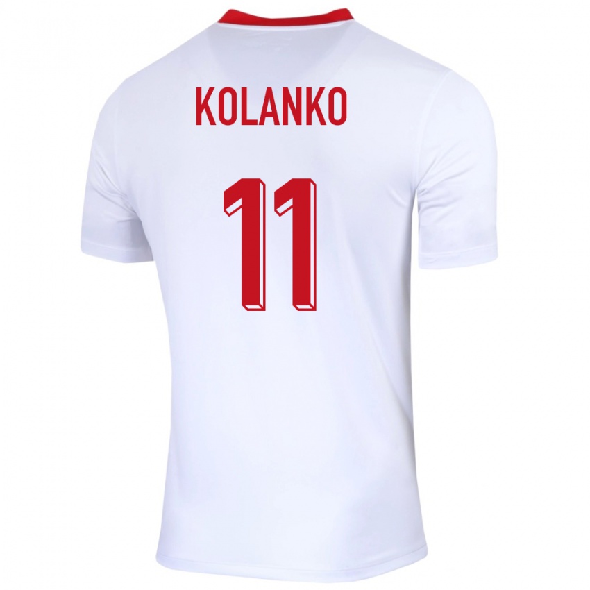 Kinder Polen Krzysztof Kolanko #11 Weiß Heimtrikot Trikot 24-26 T-Shirt Belgien