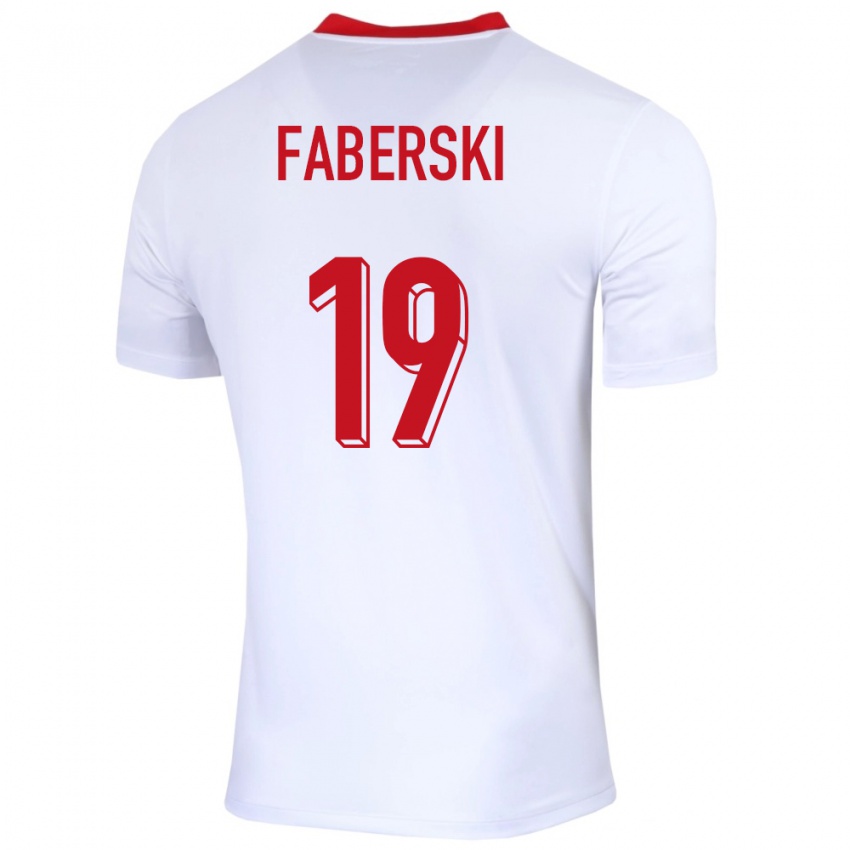 Kinder Polen Jan Faberski #19 Weiß Heimtrikot Trikot 24-26 T-Shirt Belgien