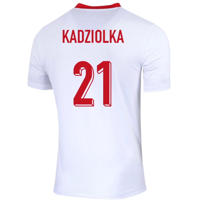 Kinder Polen Szymon Kadziolka #21 Weiß Heimtrikot Trikot 24-26 T-Shirt Belgien