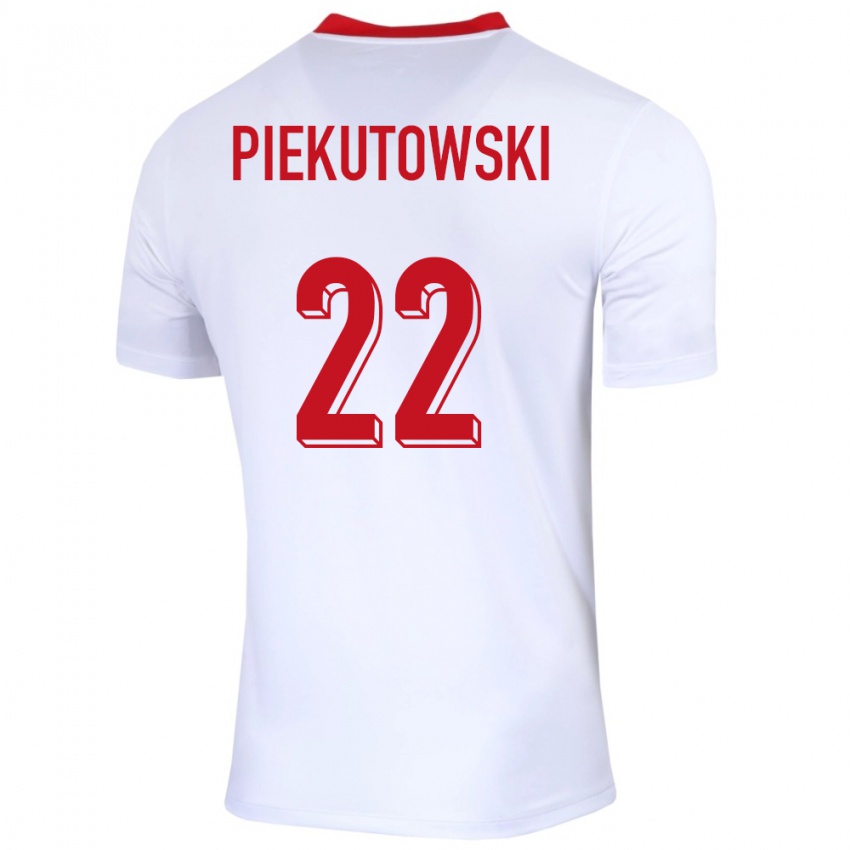Kinder Polen Milosz Piekutowski #22 Weiß Heimtrikot Trikot 24-26 T-Shirt Belgien
