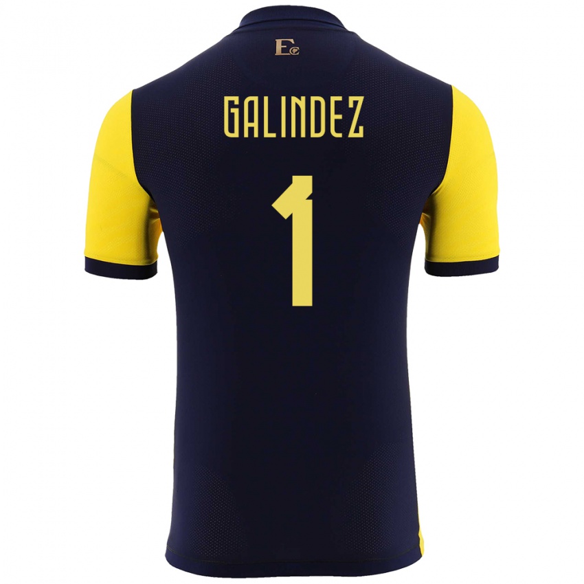 Kinder Ecuador Hernan Galindez #1 Gelb Heimtrikot Trikot 24-26 T-Shirt Belgien