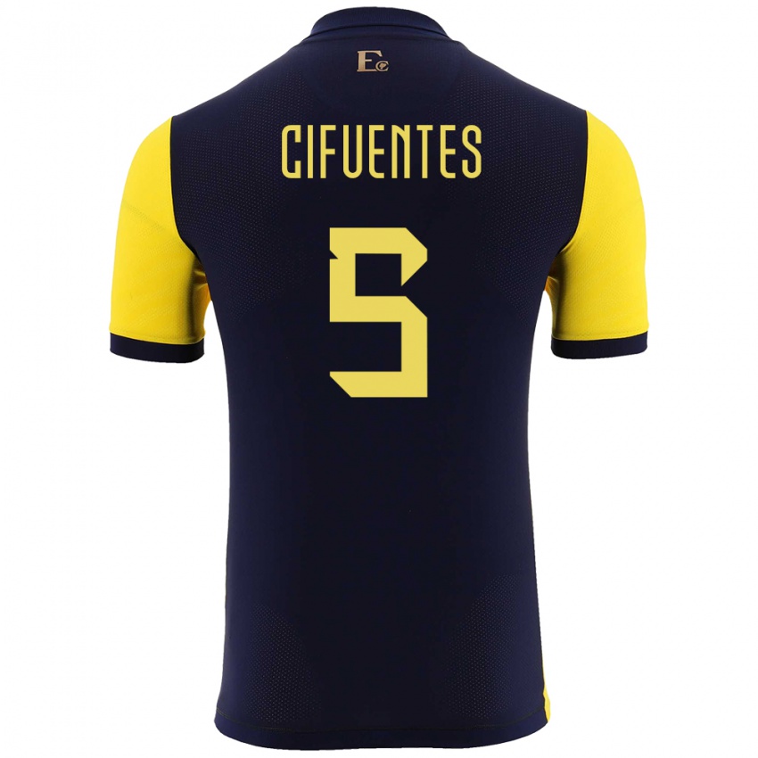 Enfant Maillot Équateur Jose Cifuentes #5 Jaune Tenues Domicile 24-26 T-Shirt Belgique