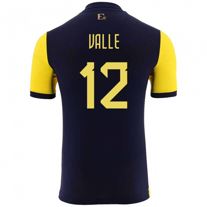 Enfant Maillot Équateur Gonzalo Valle #12 Jaune Tenues Domicile 24-26 T-Shirt Belgique