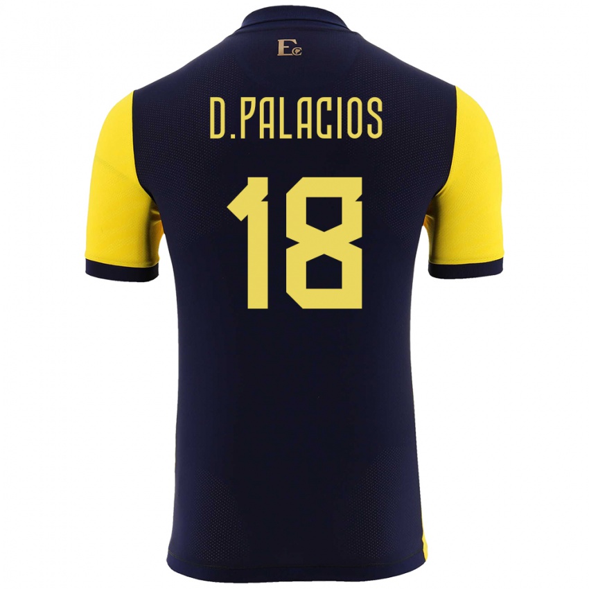 Enfant Maillot Équateur Diego Palacios #18 Jaune Tenues Domicile 24-26 T-Shirt Belgique