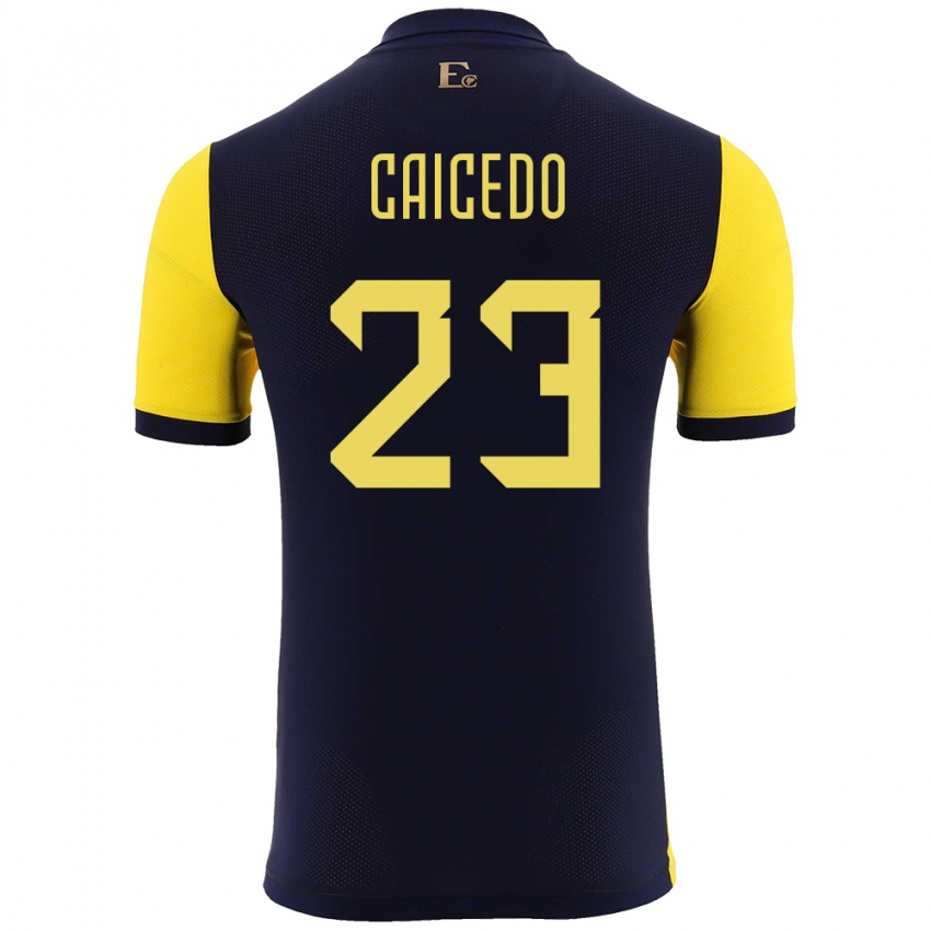 Kinder Ecuador Moises Caicedo #23 Gelb Heimtrikot Trikot 24-26 T-Shirt Belgien