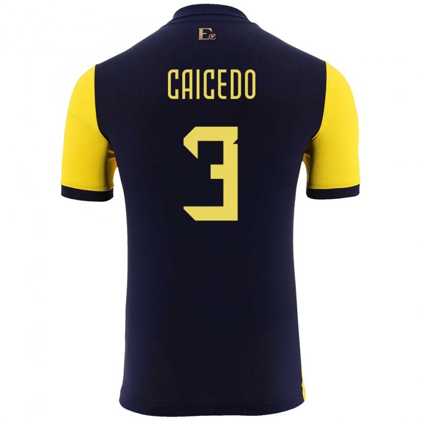 Kinderen Ecuador Jessy Caicedo #3 Geel Thuisshirt Thuistenue 24-26 T-Shirt België