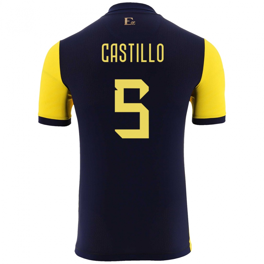 Enfant Maillot Équateur Denil Castillo #5 Jaune Tenues Domicile 24-26 T-Shirt Belgique