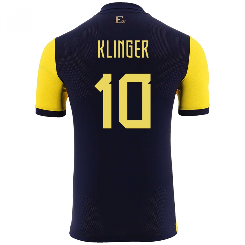 Kinder Ecuador Jose Klinger #10 Gelb Heimtrikot Trikot 24-26 T-Shirt Belgien
