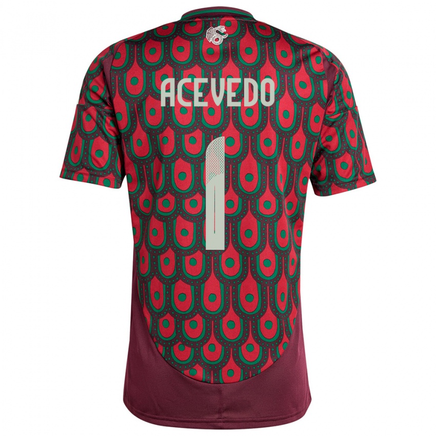 Kinderen Mexico Carlos Acevedo #1 Kastanjebruin Thuisshirt Thuistenue 24-26 T-Shirt België