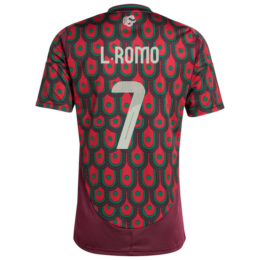 Enfant Maillot Mexique Luis Romo #7 Bordeaux Tenues Domicile 24-26 T-Shirt Belgique