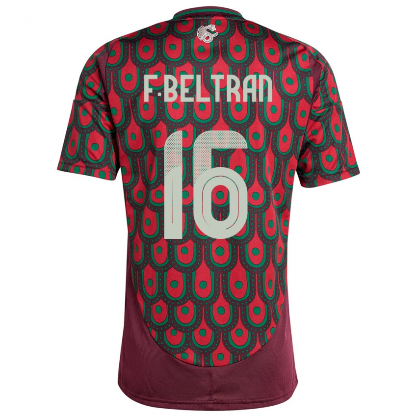 Enfant Maillot Mexique Fernando Beltran #16 Bordeaux Tenues Domicile 24-26 T-Shirt Belgique