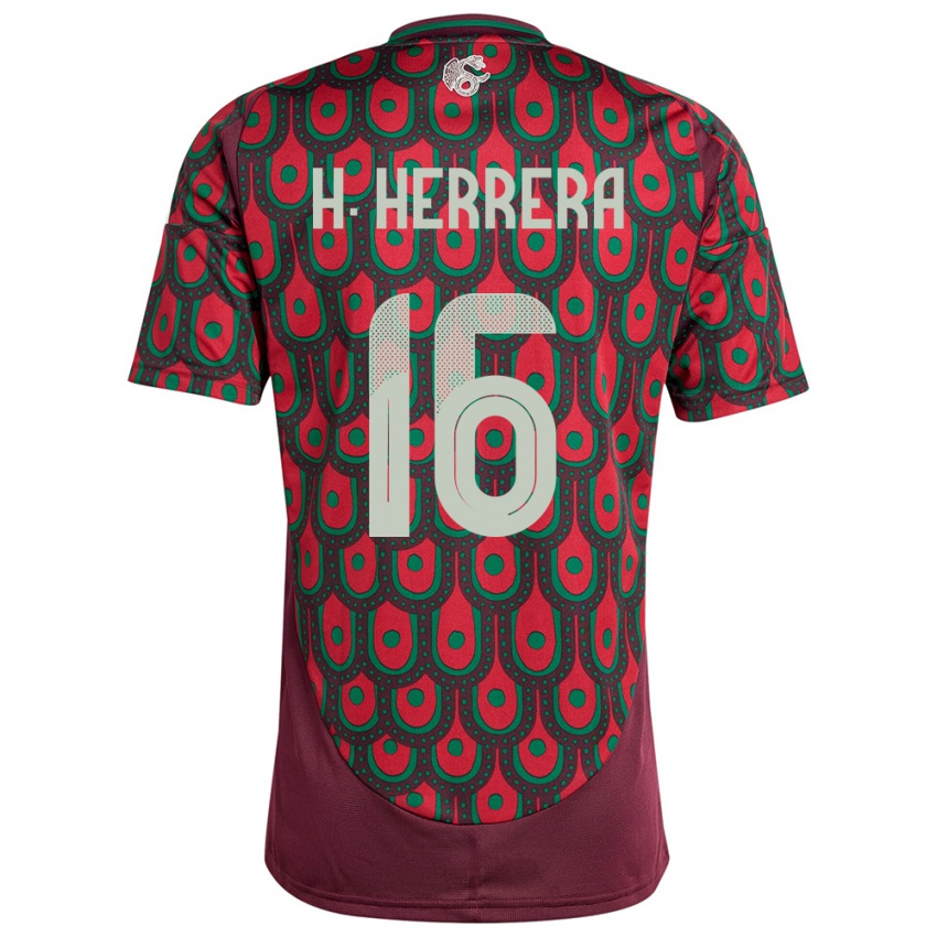 Kinderen Mexico Hector Herrera #16 Kastanjebruin Thuisshirt Thuistenue 24-26 T-Shirt België