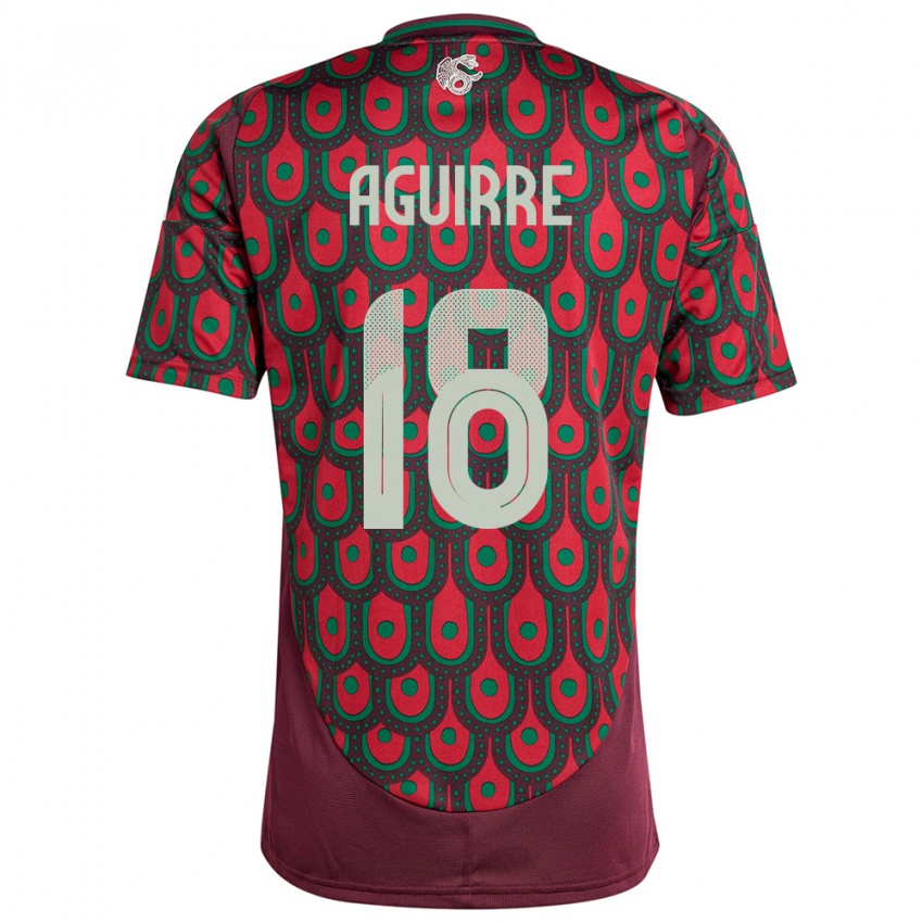 Enfant Maillot Mexique Eduardo Aguirre #18 Bordeaux Tenues Domicile 24-26 T-Shirt Belgique