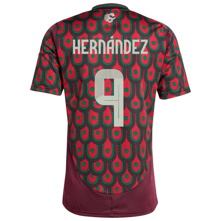 Enfant Maillot Mexique Jesus Hernandez #9 Bordeaux Tenues Domicile 24-26 T-Shirt Belgique