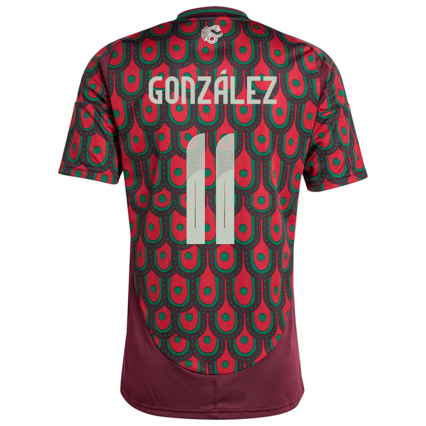 Enfant Maillot Mexique Bryan Gonzalez #11 Bordeaux Tenues Domicile 24-26 T-Shirt Belgique
