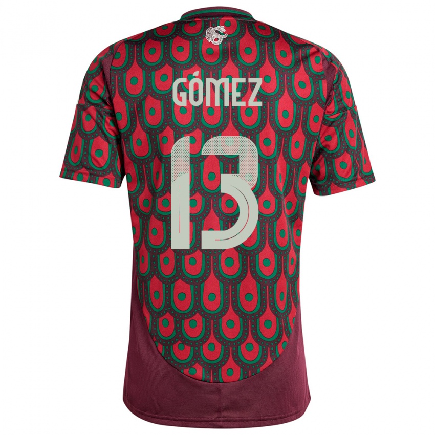 Kinder Mexiko Diego Gomez #13 Kastanienbraun Heimtrikot Trikot 24-26 T-Shirt Belgien