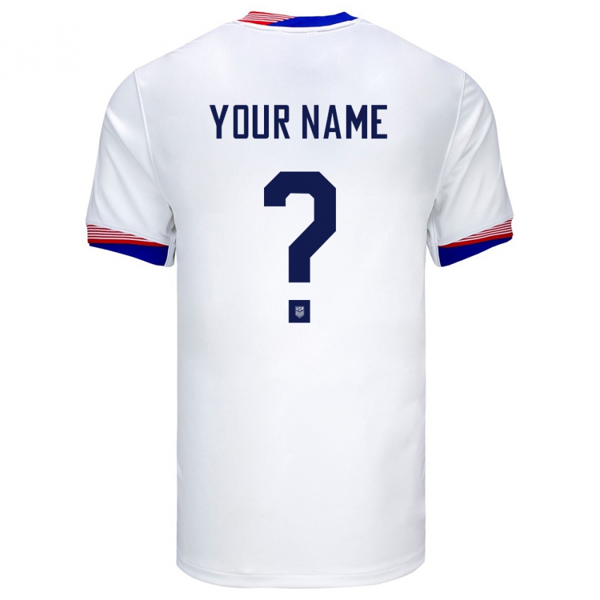 Enfant Maillot États-Unis Votre Nom #0 Blanc Tenues Domicile 24-26 T-Shirt Belgique