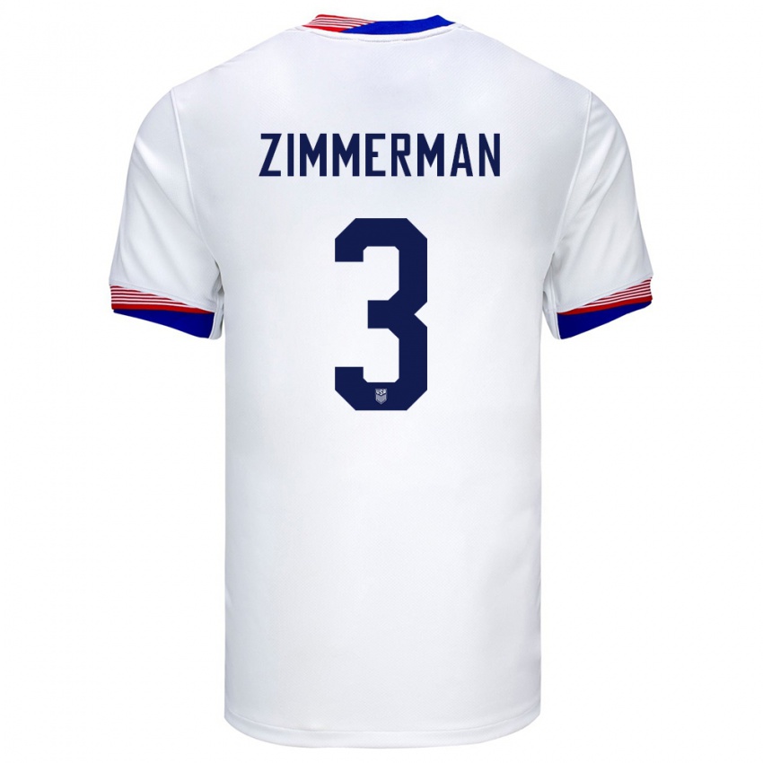 Enfant Maillot États-Unis Walker Zimmerman #3 Blanc Tenues Domicile 24-26 T-Shirt Belgique