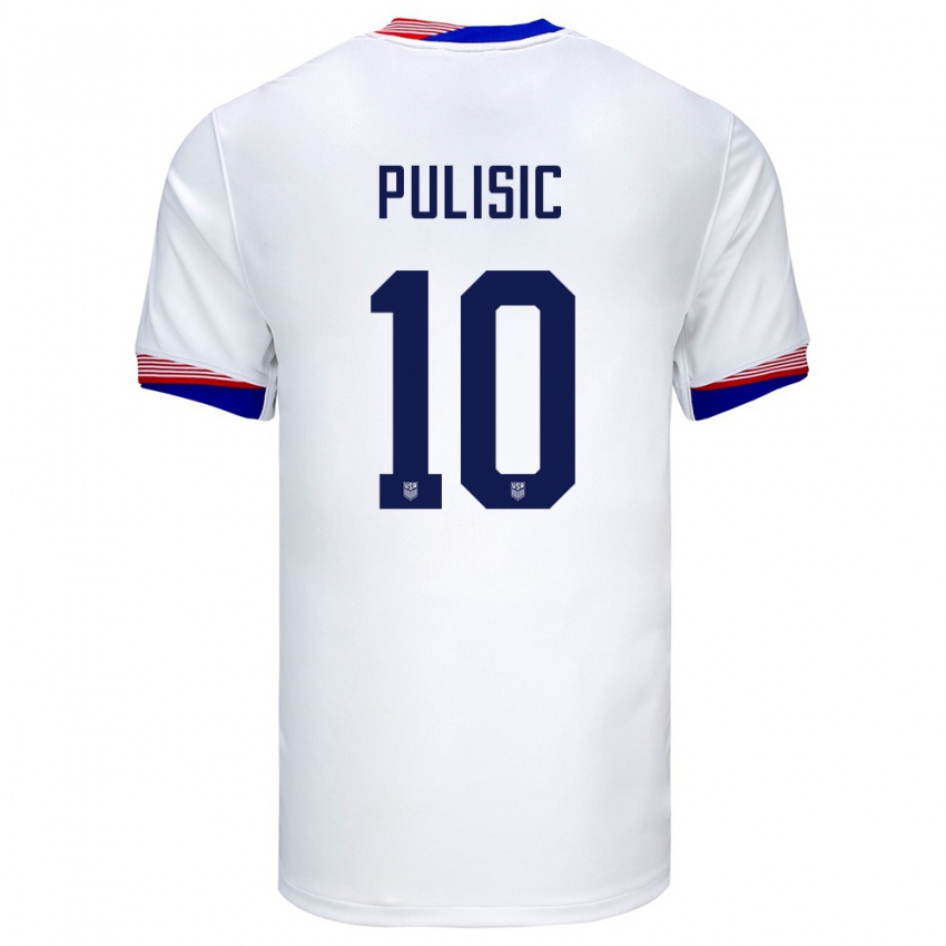 Enfant Maillot États-Unis Christian Pulisic #10 Blanc Tenues Domicile 24-26 T-Shirt Belgique