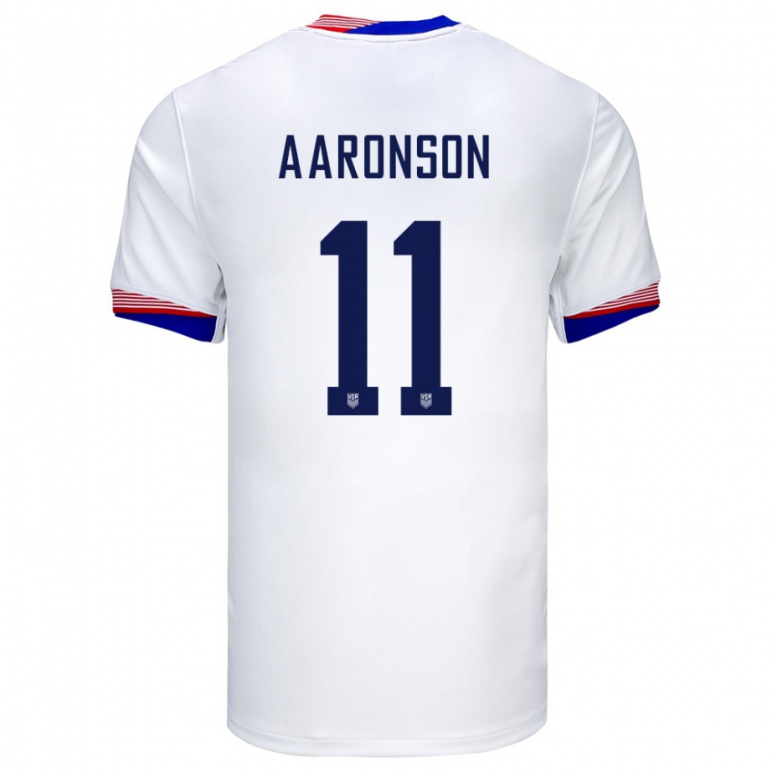 Kinder Vereinigte Staaten Brenden Aaronson #11 Weiß Heimtrikot Trikot 24-26 T-Shirt Belgien