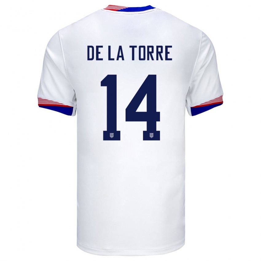 Kinder Vereinigte Staaten Luca De La Torre #14 Weiß Heimtrikot Trikot 24-26 T-Shirt Belgien