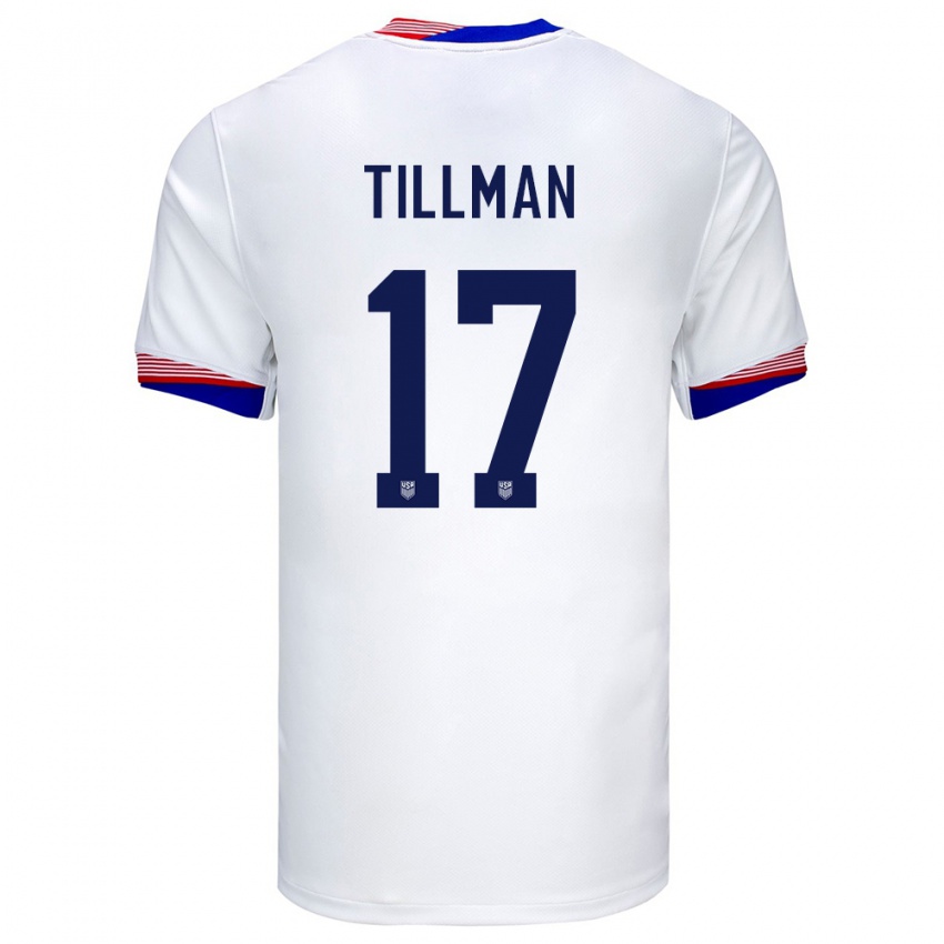 Enfant Maillot États-Unis Malik Tillman #17 Blanc Tenues Domicile 24-26 T-Shirt Belgique