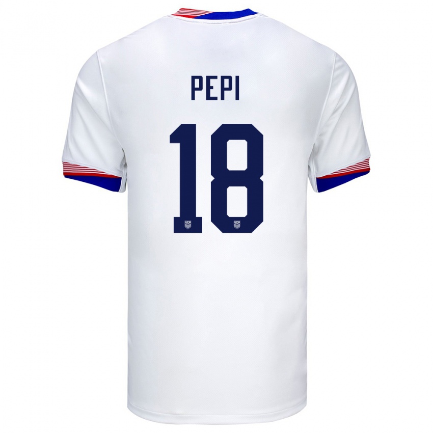 Kinder Vereinigte Staaten Ricardo Pepi #18 Weiß Heimtrikot Trikot 24-26 T-Shirt Belgien