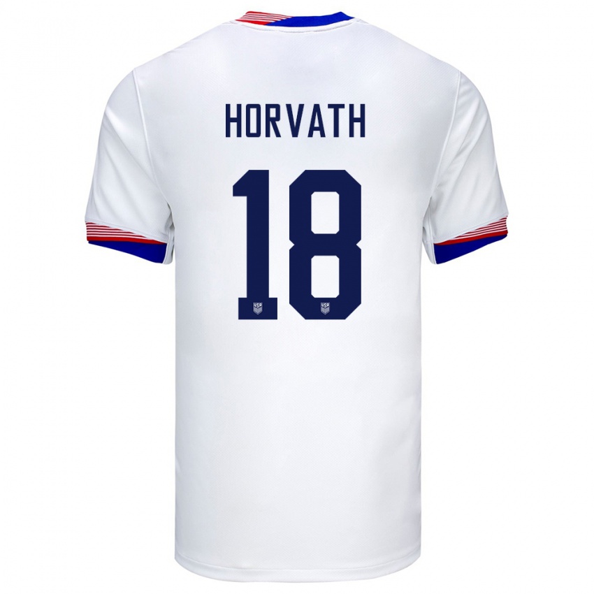 Enfant Maillot États-Unis Ethan Horvath #18 Blanc Tenues Domicile 24-26 T-Shirt Belgique
