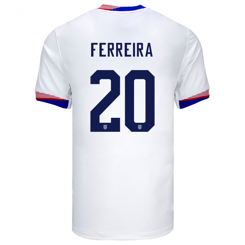 Kinder Vereinigte Staaten Jesus Ferreira #20 Weiß Heimtrikot Trikot 24-26 T-Shirt Belgien