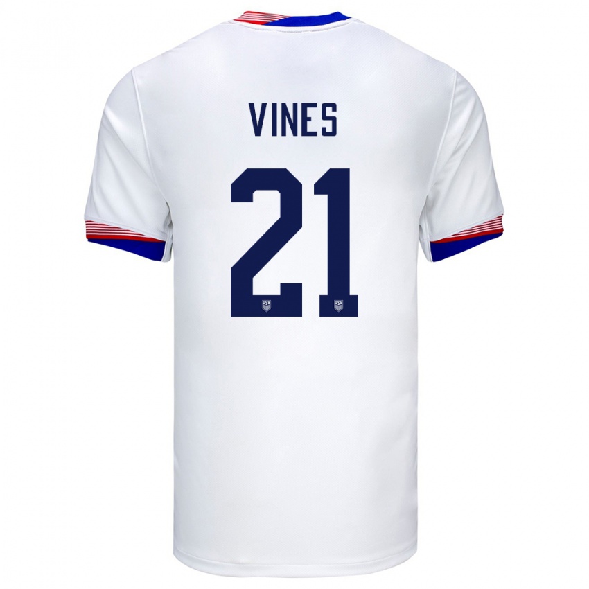 Kinder Vereinigte Staaten Sam Vines #21 Weiß Heimtrikot Trikot 24-26 T-Shirt Belgien