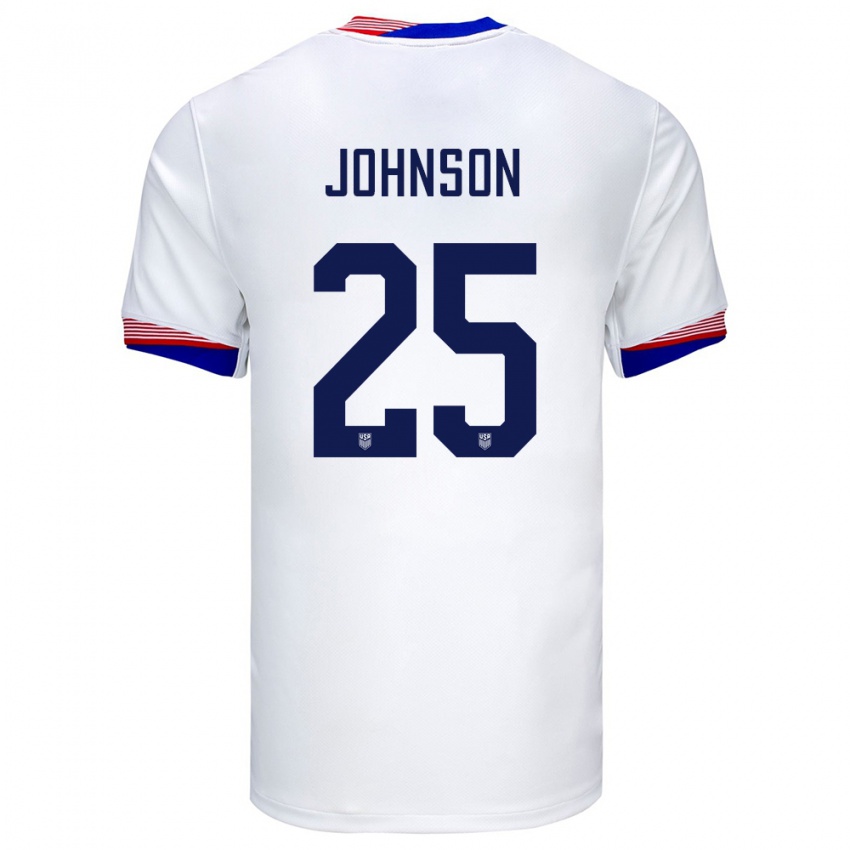 Enfant Maillot États-Unis Sean Johnson #25 Blanc Tenues Domicile 24-26 T-Shirt Belgique