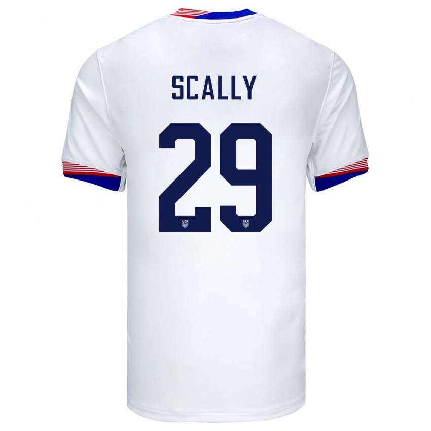 Kinder Vereinigte Staaten Joseph Scally #29 Weiß Heimtrikot Trikot 24-26 T-Shirt Belgien