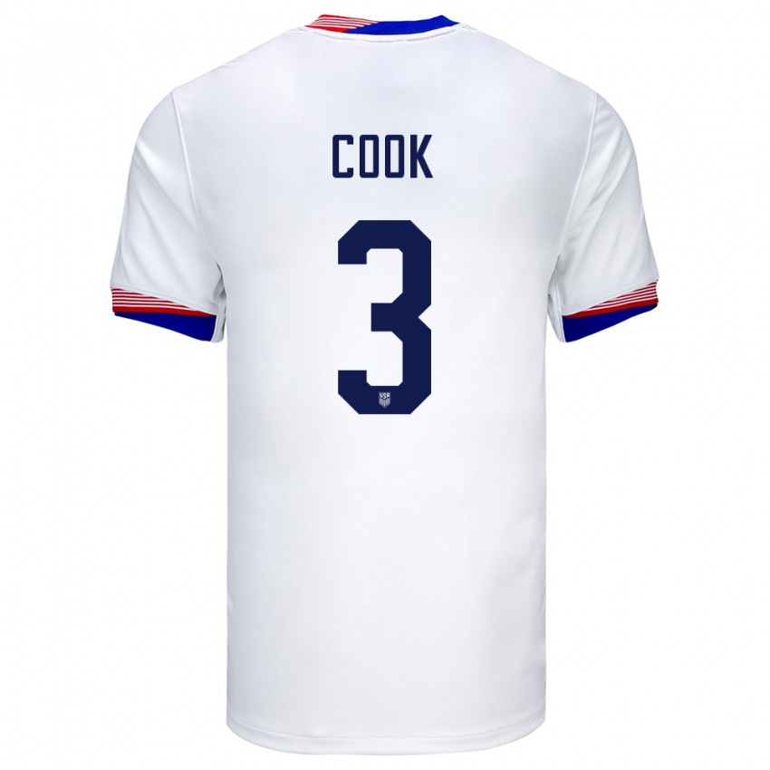 Enfant Maillot États-Unis Alana Cook #3 Blanc Tenues Domicile 24-26 T-Shirt Belgique