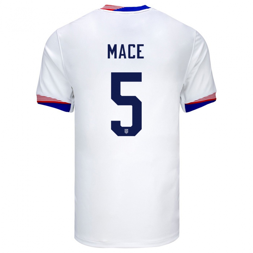 Kinderen Verenigde Staten Hailie Mace #5 Wit Thuisshirt Thuistenue 24-26 T-Shirt België