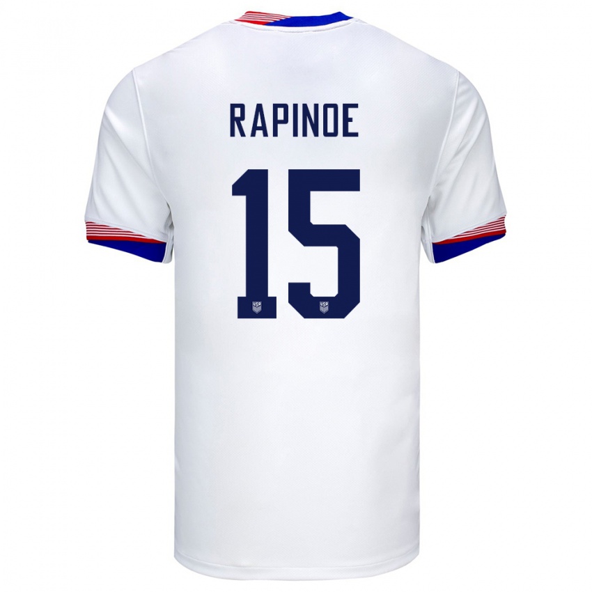 Kinder Vereinigte Staaten Megan Rapinoe #15 Weiß Heimtrikot Trikot 24-26 T-Shirt Belgien