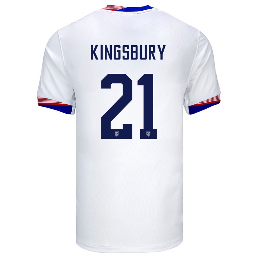 Enfant Maillot États-Unis Aubrey Kingsbury #21 Blanc Tenues Domicile 24-26 T-Shirt Belgique