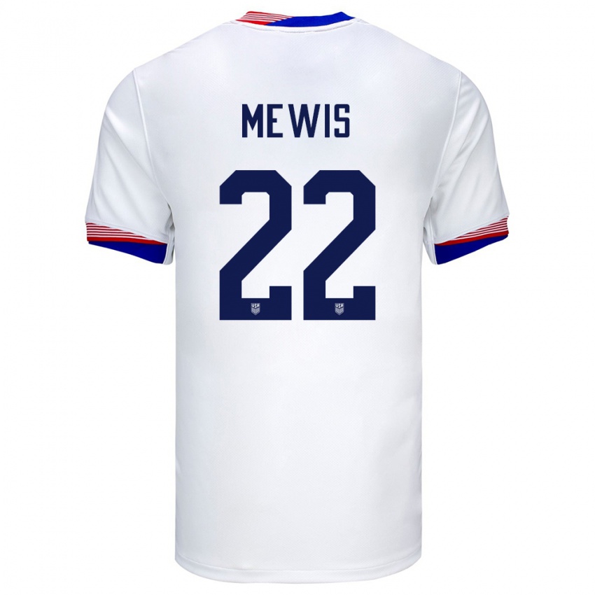 Enfant Maillot États-Unis Kristie Mewis #22 Blanc Tenues Domicile 24-26 T-Shirt Belgique