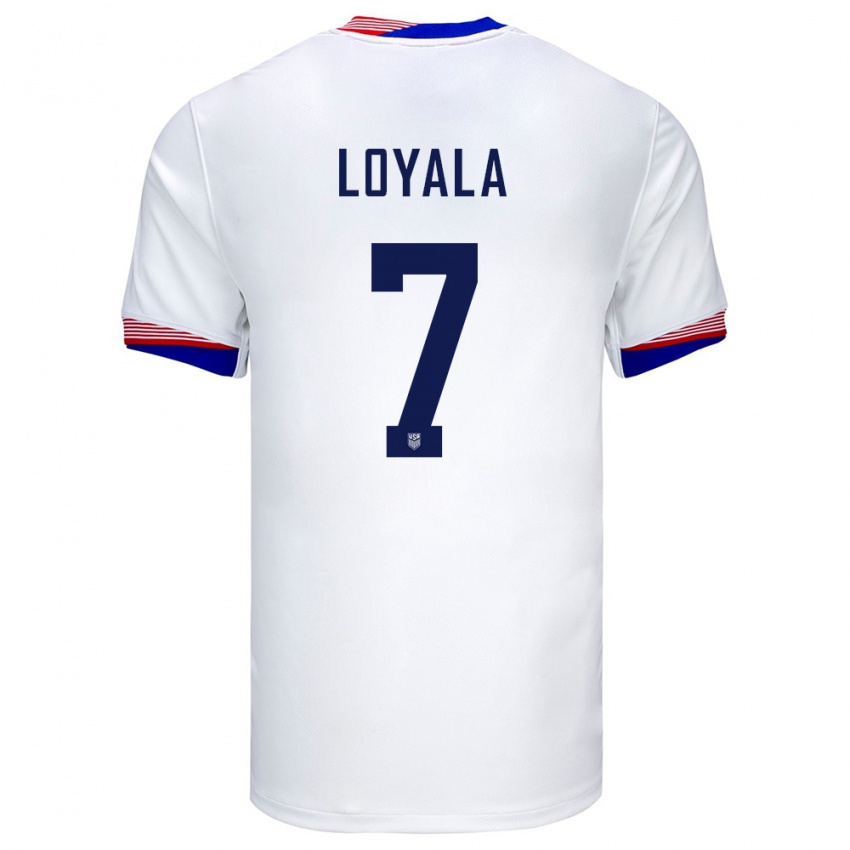 Kinder Vereinigte Staaten Favian Loyala #7 Weiß Heimtrikot Trikot 24-26 T-Shirt Belgien