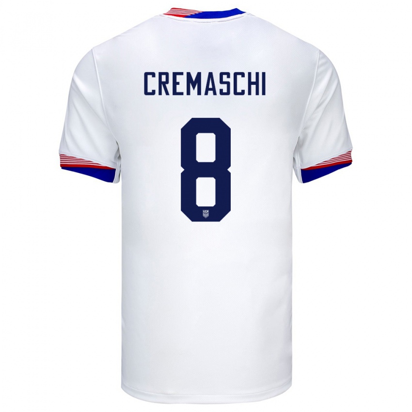 Enfant Maillot États-Unis Benjamin Cremaschi #8 Blanc Tenues Domicile 24-26 T-Shirt Belgique
