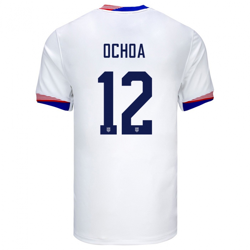 Enfant Maillot États-Unis Emmanuel Ochoa #12 Blanc Tenues Domicile 24-26 T-Shirt Belgique