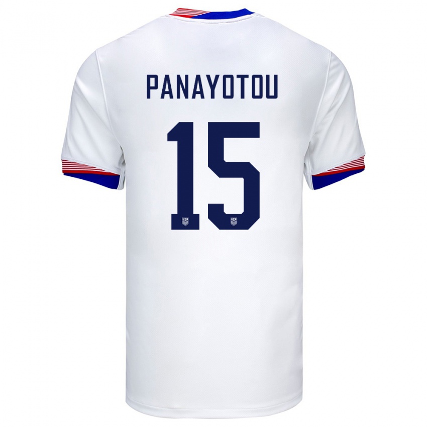 Enfant Maillot États-Unis Jack Panayotou #15 Blanc Tenues Domicile 24-26 T-Shirt Belgique