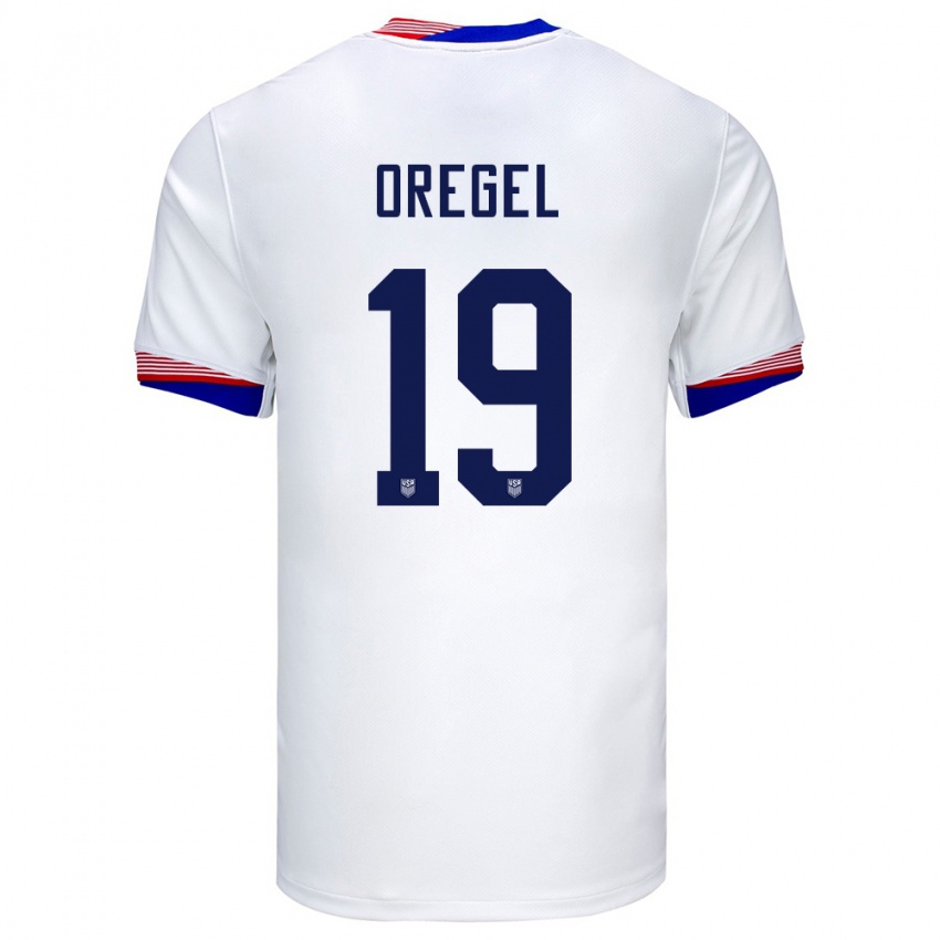 Kinder Vereinigte Staaten Sergio Oregel #19 Weiß Heimtrikot Trikot 24-26 T-Shirt Belgien