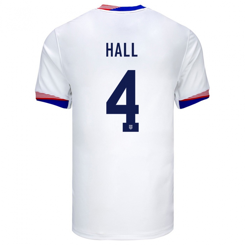 Enfant Maillot États-Unis Tyler Hall #4 Blanc Tenues Domicile 24-26 T-Shirt Belgique