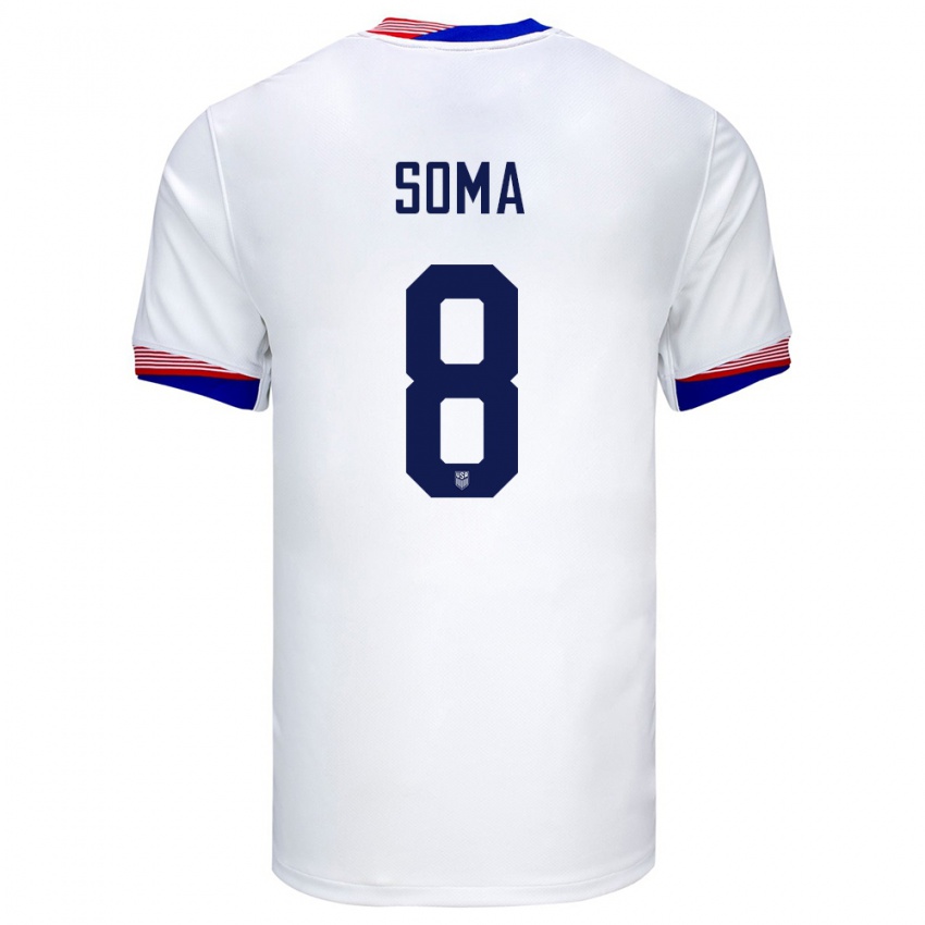 Enfant Maillot États-Unis Pedro Soma #8 Blanc Tenues Domicile 24-26 T-Shirt Belgique