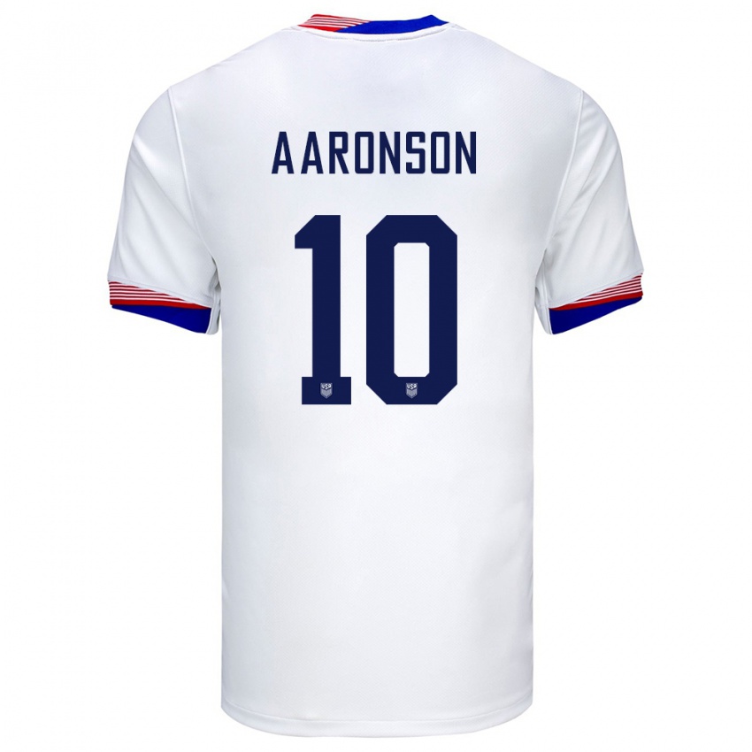 Kinder Vereinigte Staaten Paxten Aaronson #10 Weiß Heimtrikot Trikot 24-26 T-Shirt Belgien