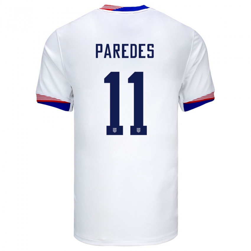 Kinder Vereinigte Staaten Kevin Paredes #11 Weiß Heimtrikot Trikot 24-26 T-Shirt Belgien