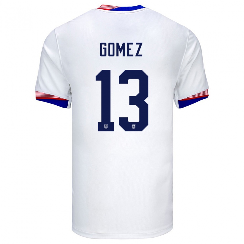 Kinder Vereinigte Staaten Jonathan Gomez #13 Weiß Heimtrikot Trikot 24-26 T-Shirt Belgien