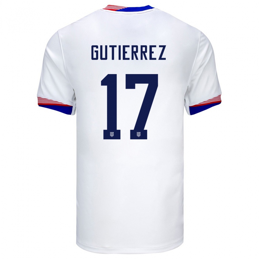 Enfant Maillot États-Unis Brian Gutierrez #17 Blanc Tenues Domicile 24-26 T-Shirt Belgique