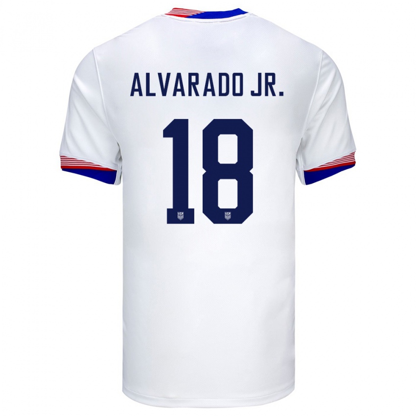 Kinder Vereinigte Staaten Alejandro Alvarado Jr #18 Weiß Heimtrikot Trikot 24-26 T-Shirt Belgien
