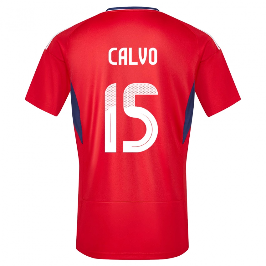 Enfant Maillot Costa Rica Francisco Calvo #15 Rouge Tenues Domicile 24-26 T-Shirt Belgique